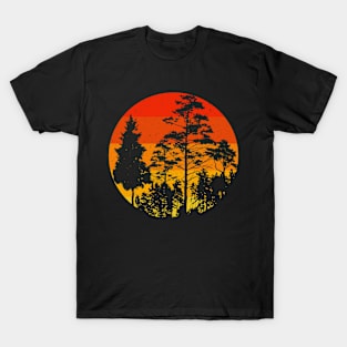 Retro Sunset Minimalist Trees T-Shirt